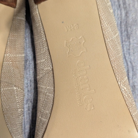 Charles by Charles David Tan/Beige Linen Pump Heels Stilettos Size 8.5 M Leather - Picture 16 of 16